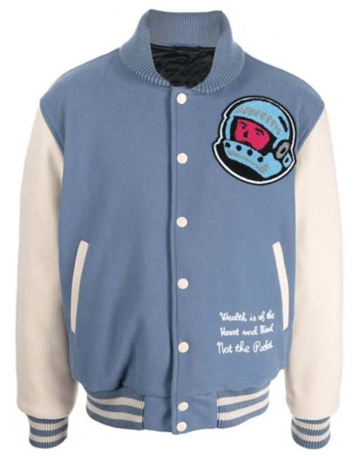 Cafeteria BBC Blue and Off-White Letterman Varsity Jacket - Image 3