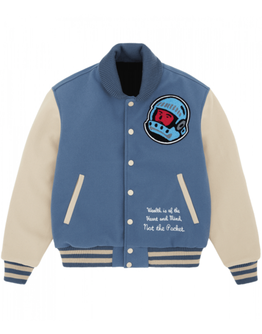 Cafeteria BBC Blue and Off-White Letterman Varsity Jacket - Image 5