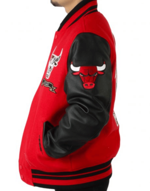 Chicago Bulls Red And Black Varsity Jacket - Image 5