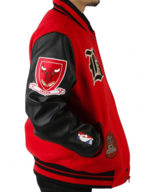 Chicago Bulls Red And Black Varsity Jacket - Image 3
