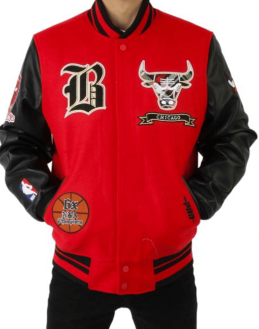 Chicago Bulls Red And Black Varsity Jacket - Image 4