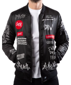 Crew Patches Black Bomber Jacket