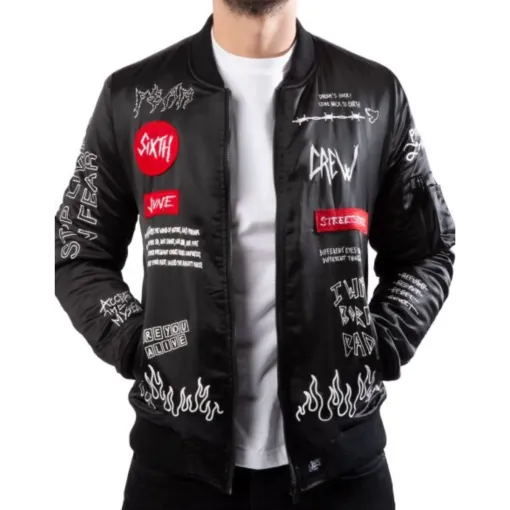 Crew Patches Black Bomber Jacket