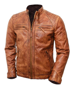 Dark Brown Quilted Motorcycle Jacket