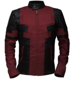 Deadpool Maroon & Black Faux Leather Jacket