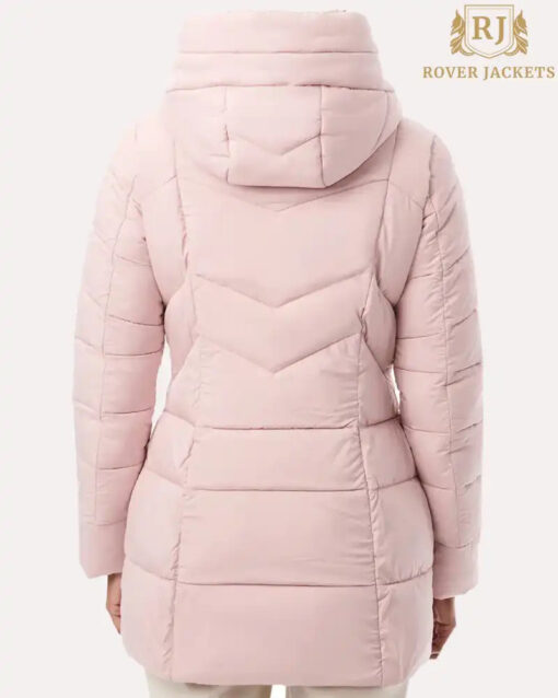 Hooded Water Resistant Pink Puffer Jacket - Image 5