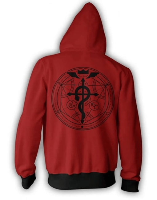 Edward Elric Fullmetal Alchemist Red and Black Hoodie - Image 2
