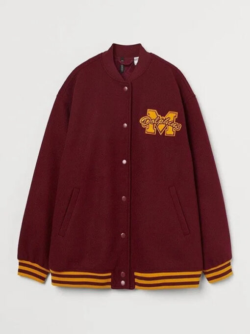 Fate The Winx Saga S02 Aisha Burgundy Varsity Jacket - Image 2