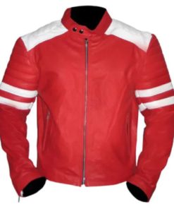 Brad Pitt Tyler Durden Fight Club Vintage Mayhem Red Genuine Leather Jacket