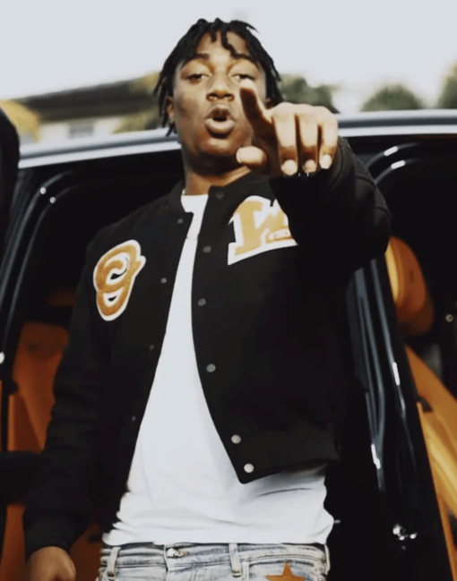 Rapper Fredo Bang 4’s up Varsity Jacket Black - Image 2