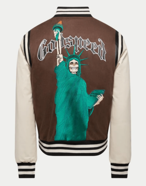 Godspeed I.G.W.T Varsity Jacket Brown - Image 2