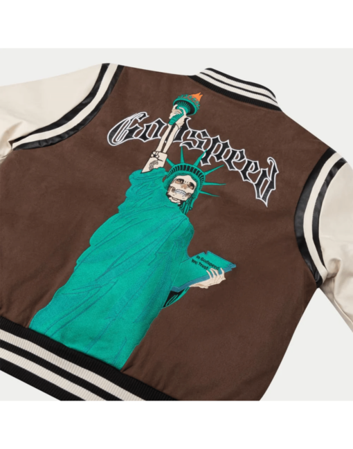 Godspeed I.G.W.T Varsity Jacket Brown - Image 6