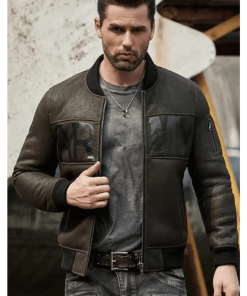 Green B3 Flight Sheepskin Leather Jacket