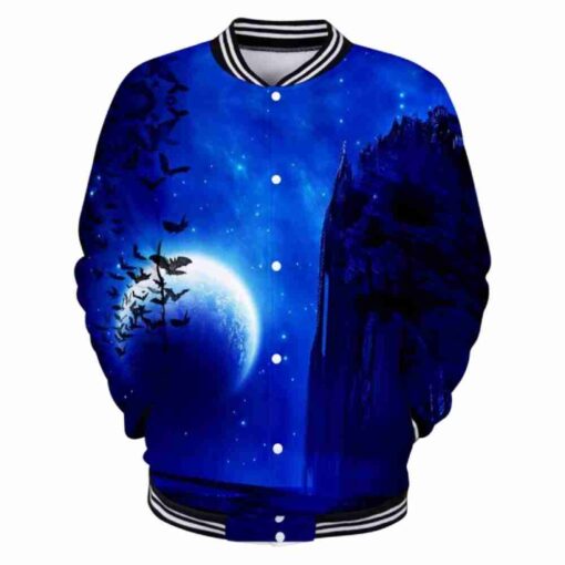Halloween Blue Skull Varsity Jacket