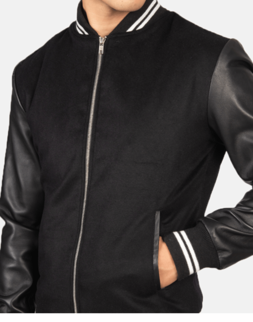 Harrison Black Hybrid Varsity Jacket - Image 3