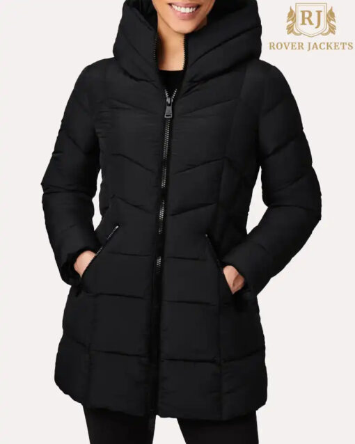 Hooded Water Resistant Pink Puffer Jacket