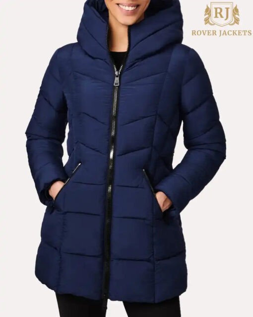 Hooded Water Resistant Pink Puffer Jacket - Image 2