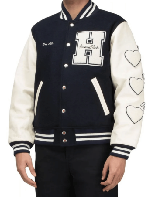 Human Made Letterman Black and White Varsity Jacket - Image 3