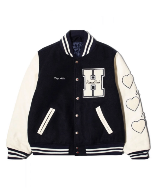 Human Made Letterman Black and White Varsity Jacket - Image 4