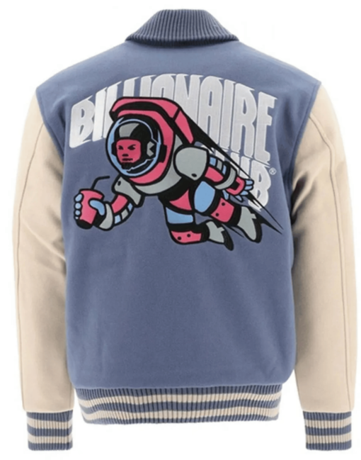 Cafeteria BBC Blue and Off-White Letterman Varsity Jacket - Image 2