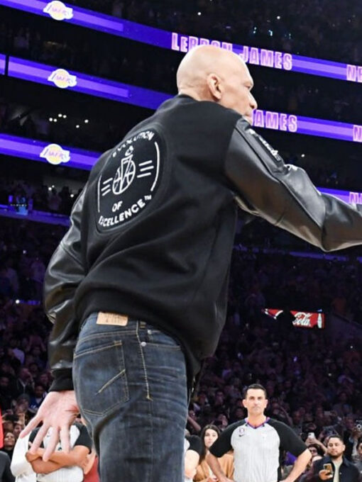NBA Kareem Abdul-Jabbar Captain 33 Letterman Leather Jacket by TJS - Image 4