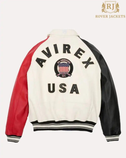 Colour Block Avirex USA Leather Jacket - Image 2