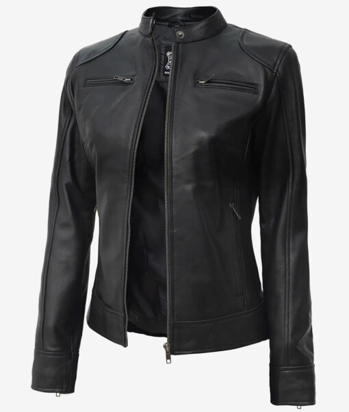Women's Black Premium Real Leather Biker Jacket