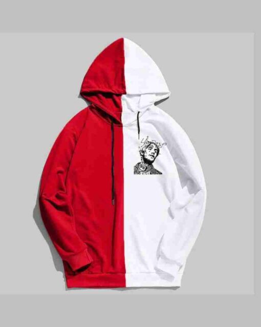 Lil Peep Graphic Half Colored Red Hoodie