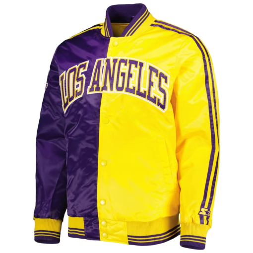 NBA Men's Los Angeles Lakers Starter PurpleGold Fast Break Satin Full-Snap Jacket by TJS - Image 3