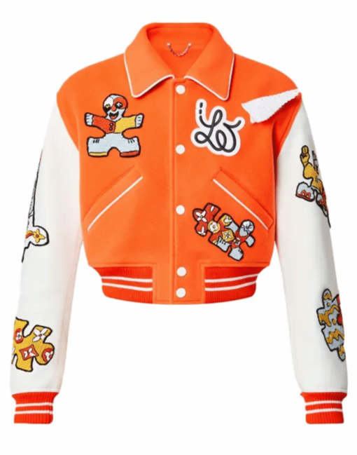 Orange & White Louis Vuitton Varsity Jacket - Image 3