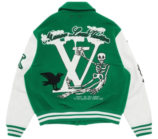 Louis Vuitton Varsity Green Leather Jacket - Image 8