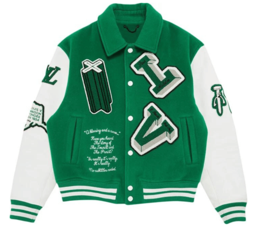 Louis Vuitton Varsity Green Leather Jacket - Image 9