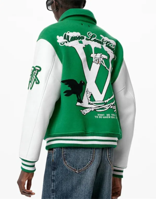 Louis Vuitton Varsity Green Leather Jacket - Image 2