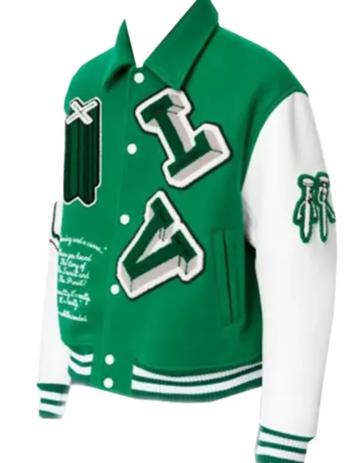 Louis Vuitton Varsity Green Leather Jacket - Image 3