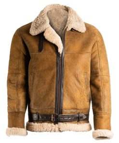 B3 shearling Brown Mens aviator jacket