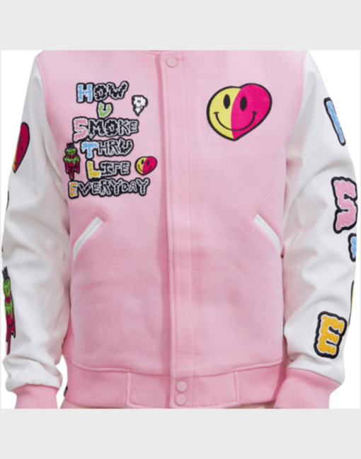 Men’s Cake Pink Hustle & Smoke Varsity Jacket
