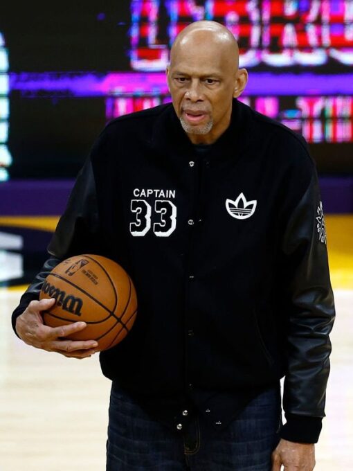 NBA Kareem Abdul-Jabbar Captain 33 Letterman Leather Jacket by TJS