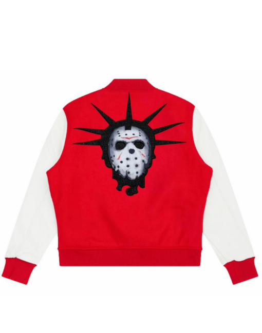 Men’s Red Ghost Town Varsity Jacket - Image 2