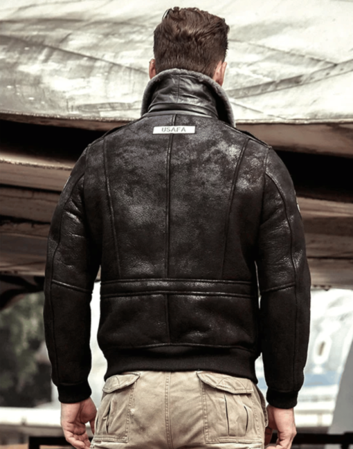 New RAF B3 Sheepskin Shearling Leather Bomber Jacket - Image 2