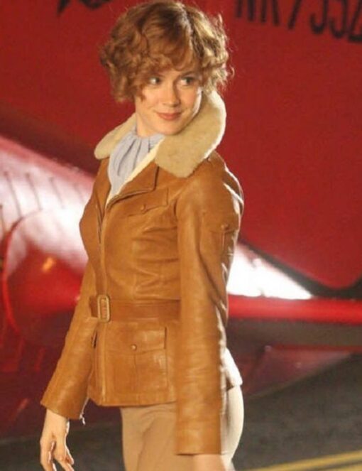 Amy Adams Aviator Leather Jacket - Image 3