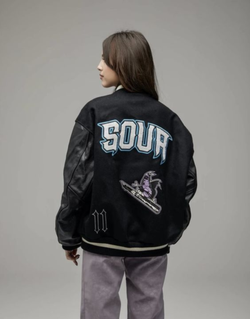 Olivia Rodrigo Sour Black Wool And Leather Jacket - Image 2