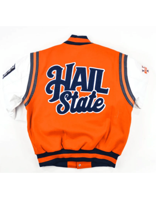 Virginia State Motto 2.0 Varsity Jacket Orange and White - Image 2