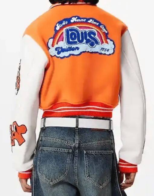 Orange & White Louis Vuitton Varsity Jacket - Image 2