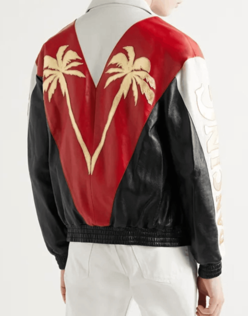 G-Eazy Palm Tree Leather Jacket Red & White - Image 2
