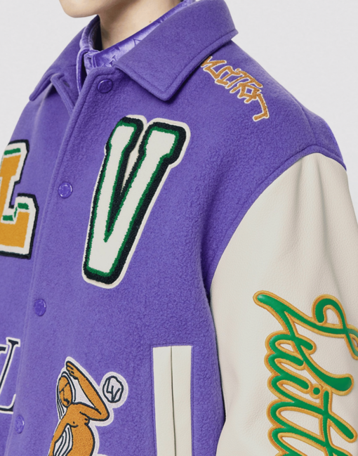 Louis Vuitton Purple and White Varsity Jacket - Image 3
