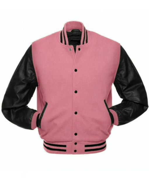 Pink and Black Baseball Varsity Jacket - Image 3
