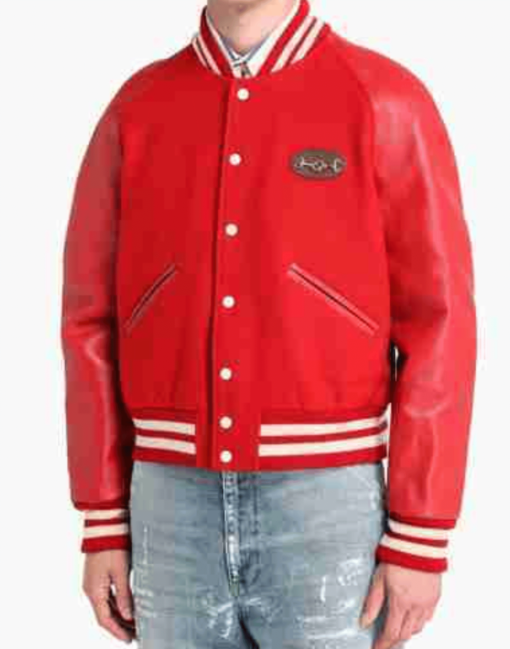 Red And Black Lil Baby Leather Varsity Jacket - Image 4
