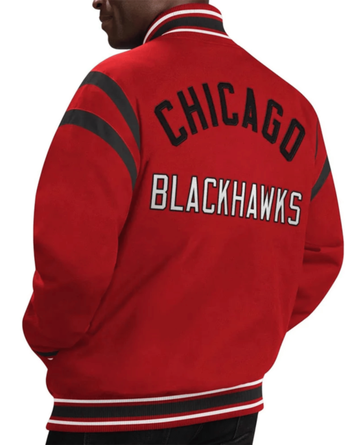 Red Chicago Blackhawks Tailback Varsity Jacket - Image 2