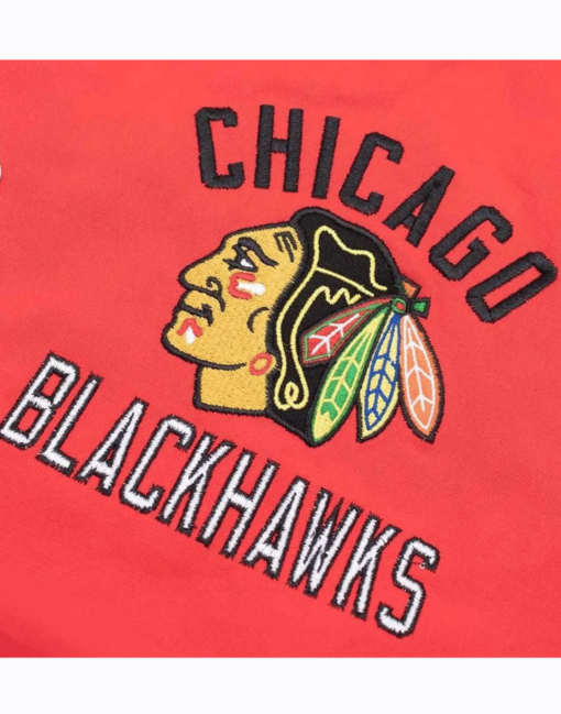 Red Chicago Blackhawks Tailback Varsity Jacket - Image 3