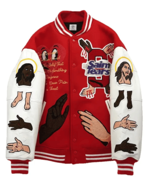 Choose Your Savior Varsity Jacket Red - Image 3